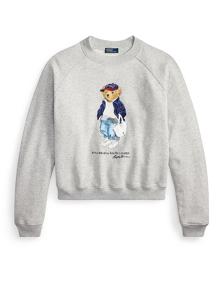 Polo Ralph Lauren pour femme. 211A96185001 Sweat en polaire avec encolure ronde grise (M), Casuel, Coton
